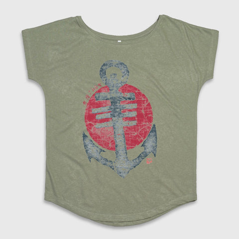 Vintage Anchor and Red Sun Graphic T-shirt