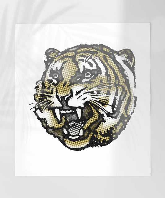 Roaring Tiger Face Illustration Wall Art Poster