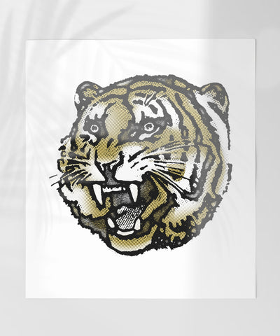 Roaring Tiger Face Illustration Wall Art Poster