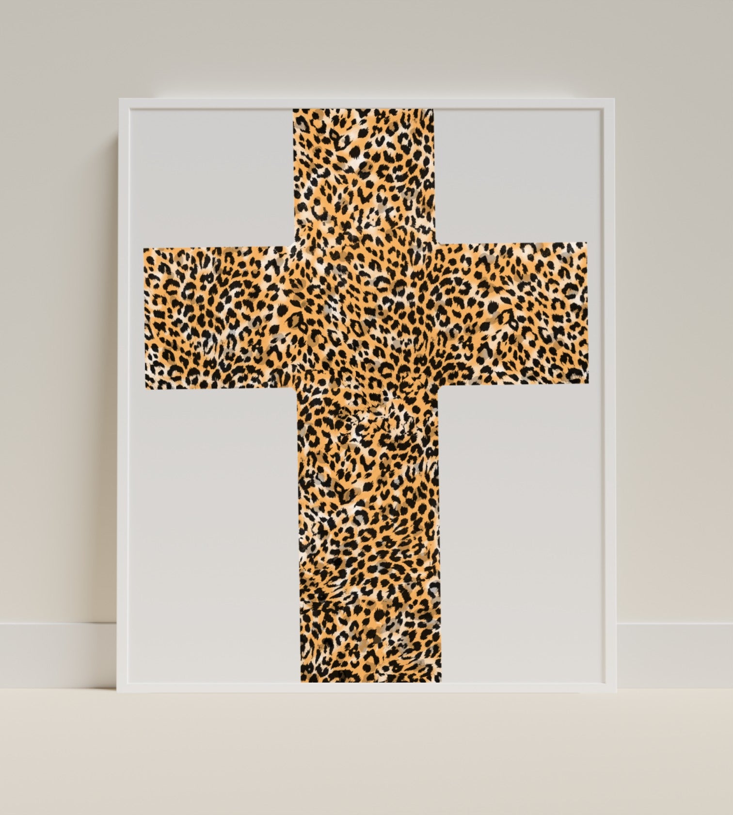 Leopard Print Cross Wall Art Decorative product