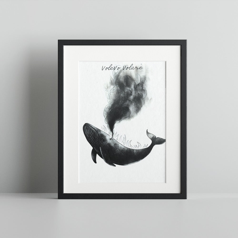Volevo Volare Abstract Whale Framed Art Print