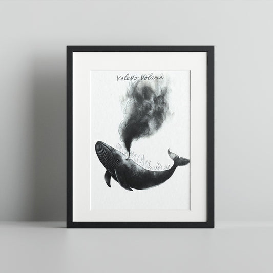 Volevo Volare Abstract Whale Framed Art Print