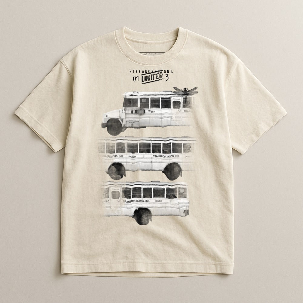 Graphic Tee with Vintage Bus Design for Men