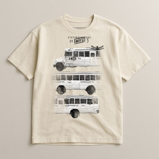 Graphic Tee with Vintage Bus Design for Men