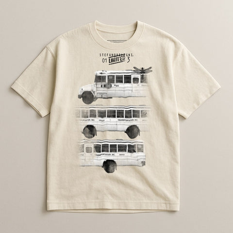 Graphic Tee with Vintage Bus Design for Men
