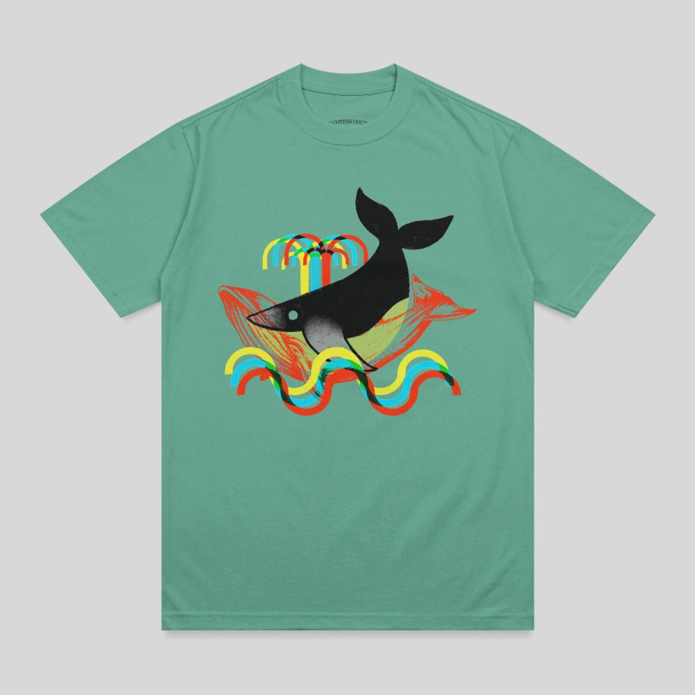 Whale vibrant waves abstract palm illustration product type