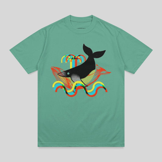 Whale vibrant waves abstract palm illustration product type