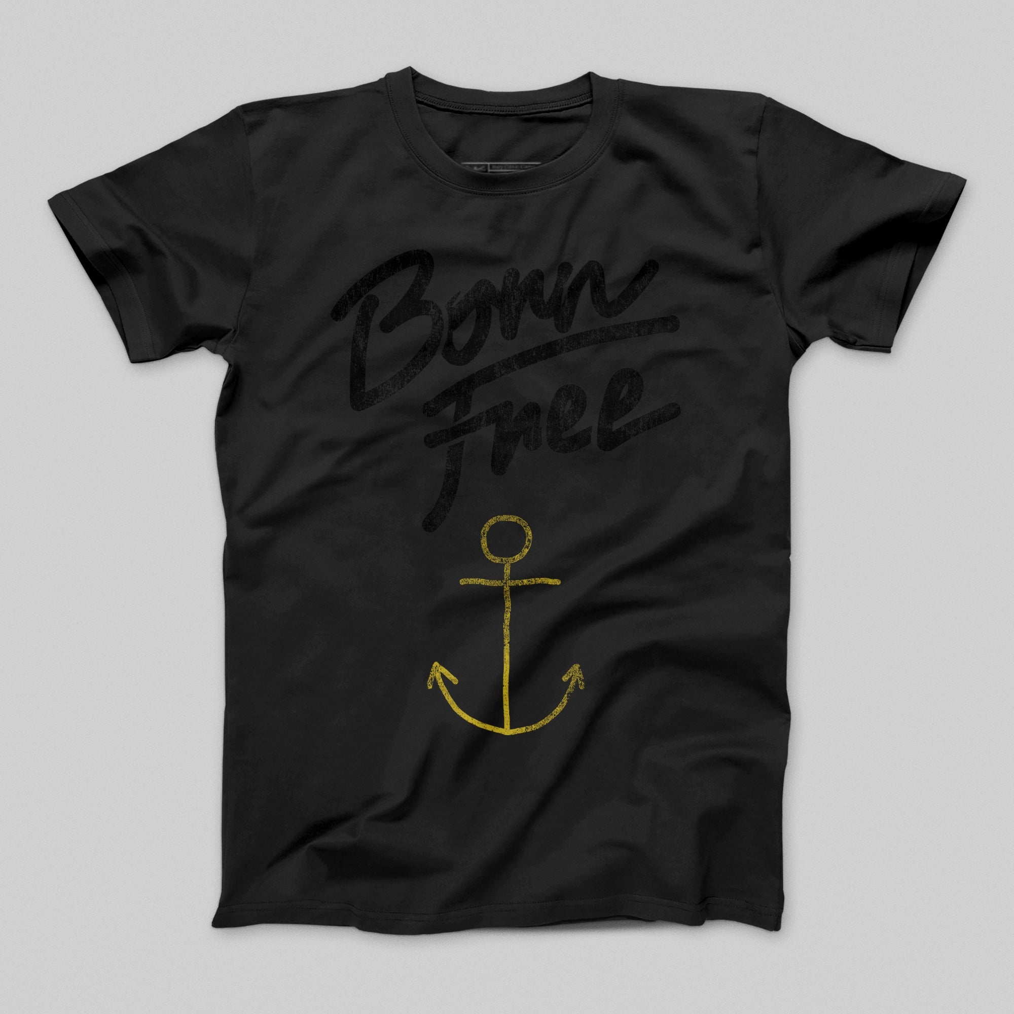 Born Free Anchor Design Black T-Shirt Product