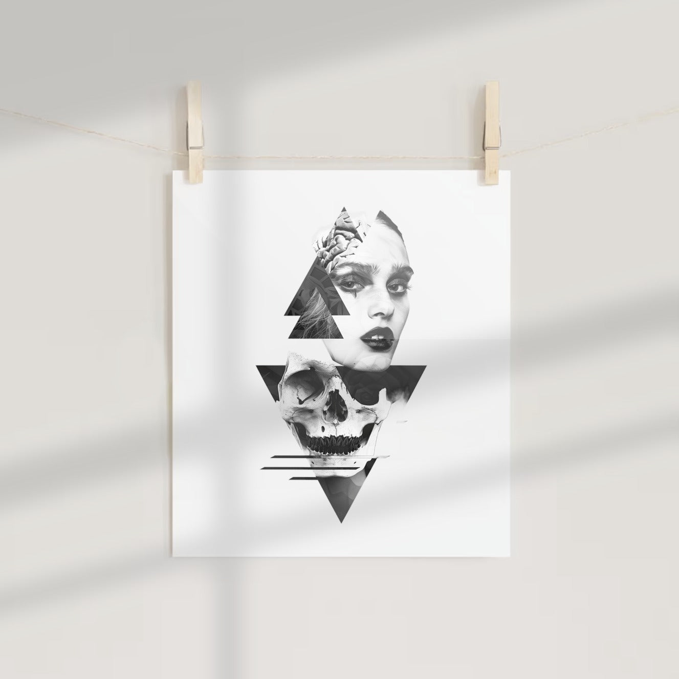 Abstract Skull and Woman Geometric Art Print