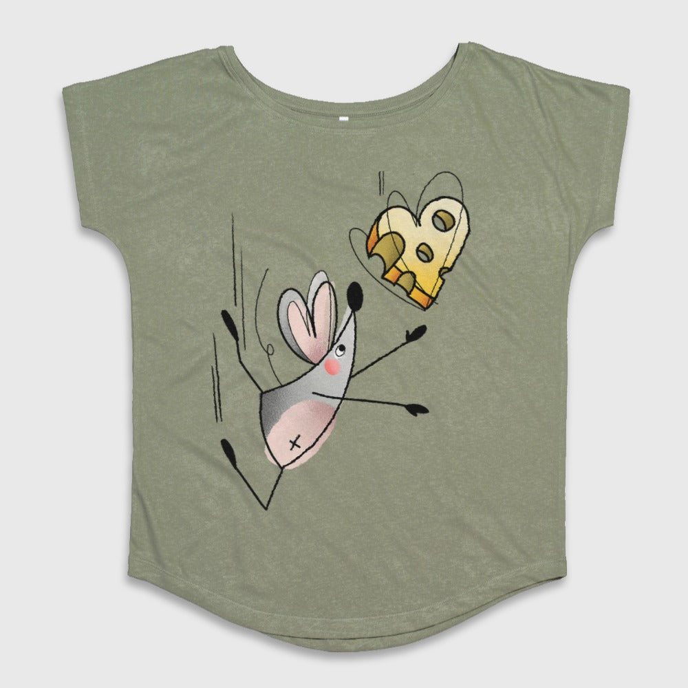 Playful Mouse and Cheese Graphic T-Shirt