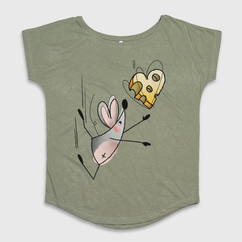 Playful Mouse and Cheese Graphic T-Shirt