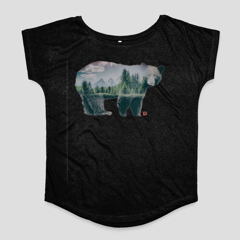 Scenic Bear Graphic Women's T-Shirt Wilderness Design