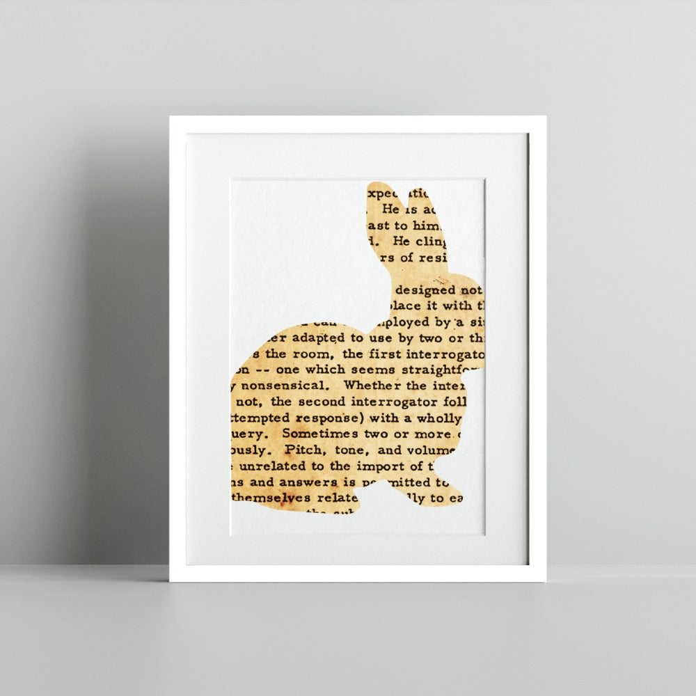 Vintage Text Cutout Pattern in White Frame Artwork