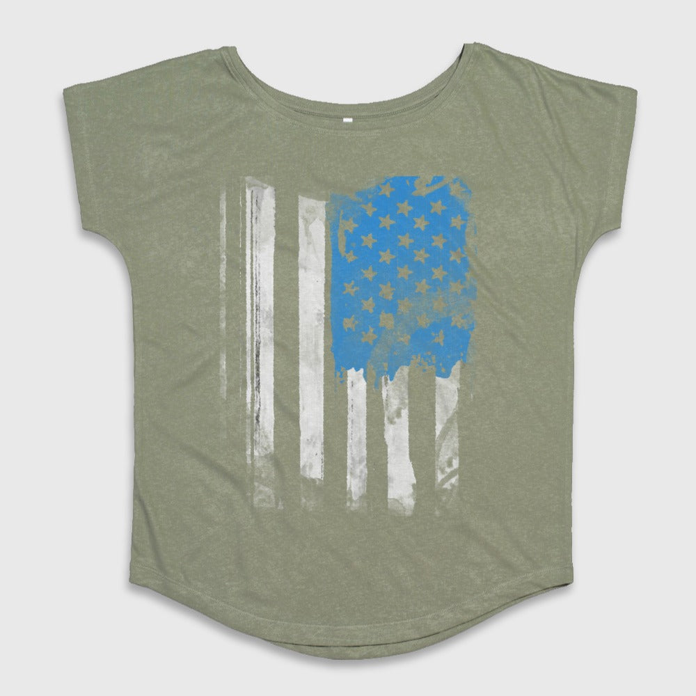 Distressed American Flag with Blue Stars Shirt