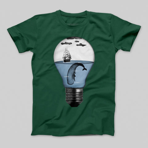 Light Bulb with Ship and Whale T-Shirt