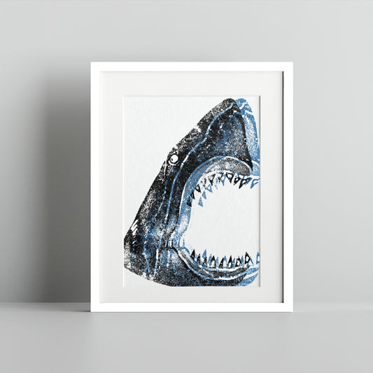 Shark Open Mouth Modern Art Print Poster