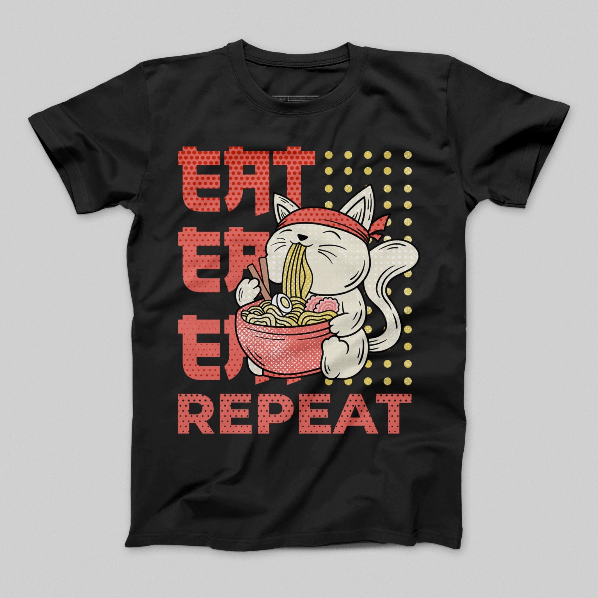 Eat Sleep Repeat Ramen Noodle Cat T-Shirt