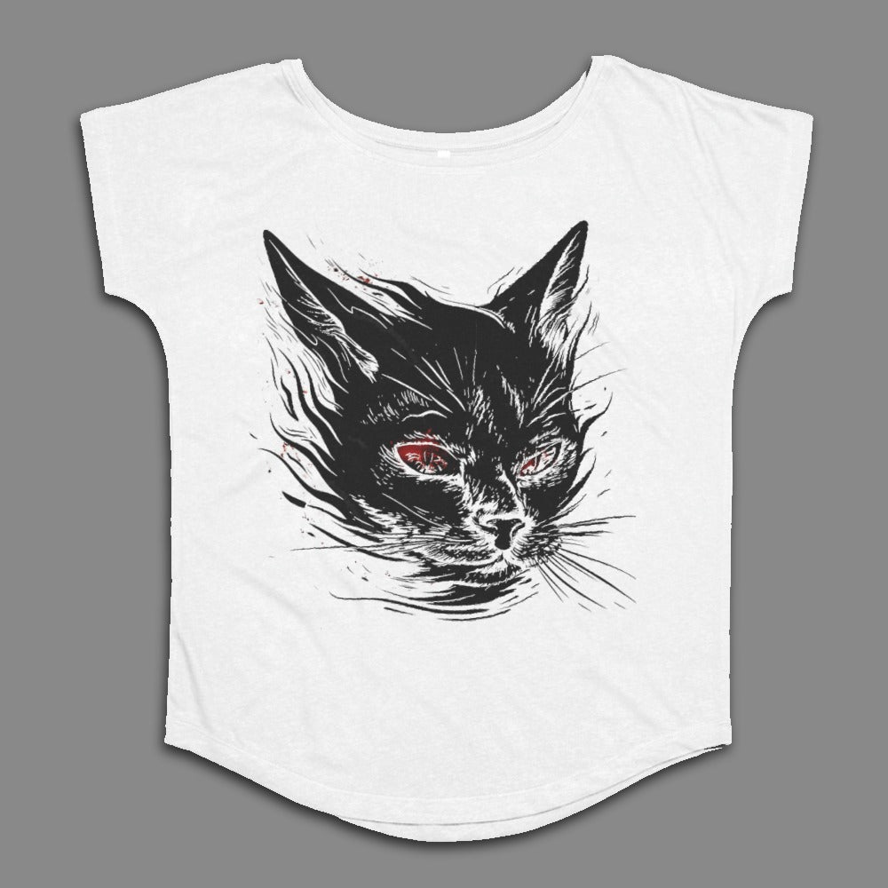 Unique Black Cat Graphic Tee Shirt Design