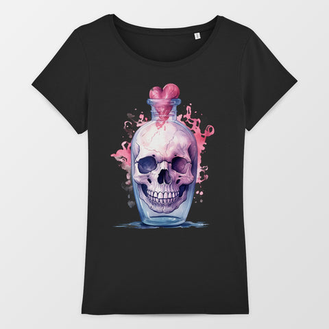 Skull Inside a Bottle with Heart Design Shirt
