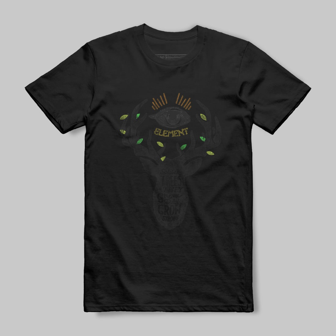 Element Eye with Leaves Design Black T-Shirt