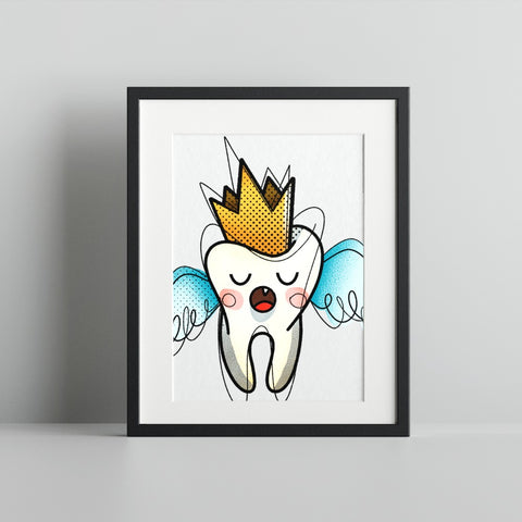 Cute Tooth Fairy with Crown Art Print Product