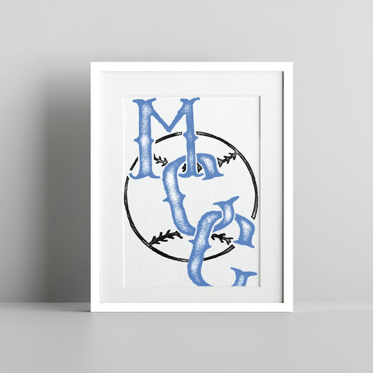 Ornate Abstract Letter Design Art Print for Home Decor