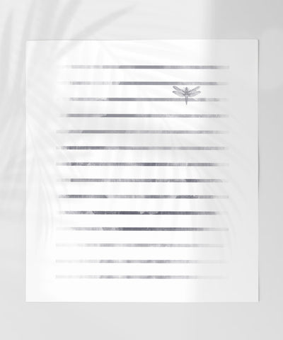 Elegant Minimalist Dragonfly Striped Art Print Product