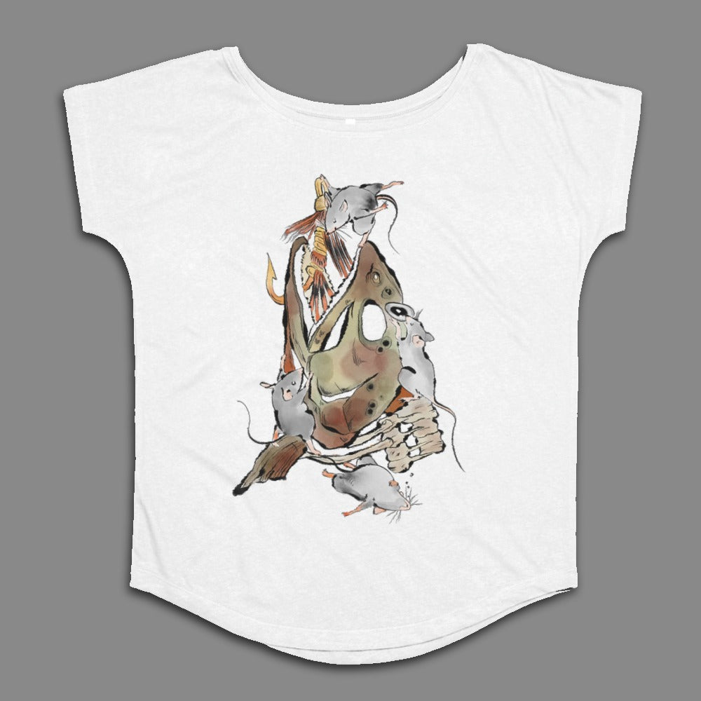 Unique Artistic Fish and Mice Graphic Shirt