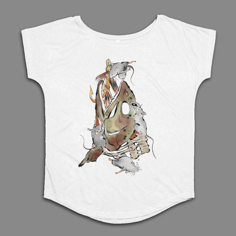 Unique Artistic Fish and Mice Graphic Shirt
