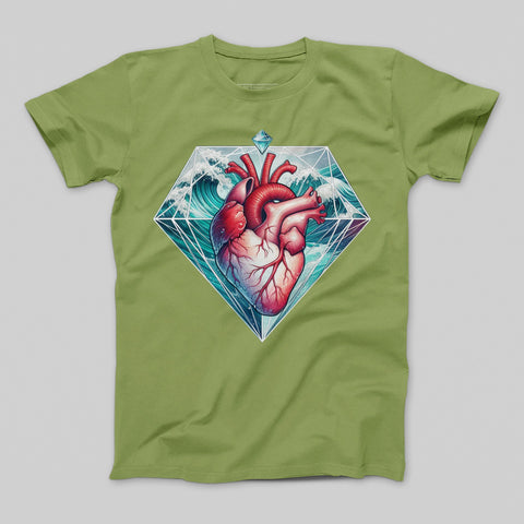 Anatomical Heart and Diamond Design T-Shirt