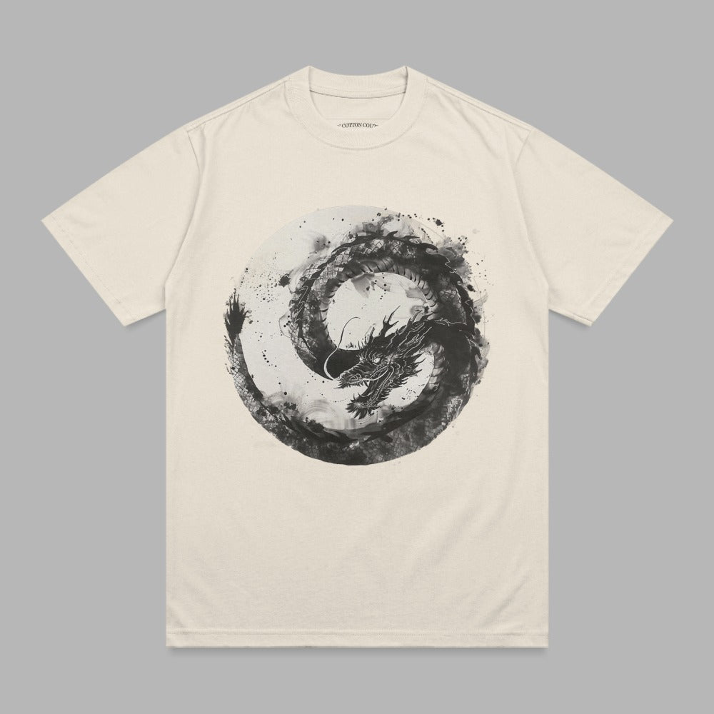 Black White Dragon Circular Design Splatter product type