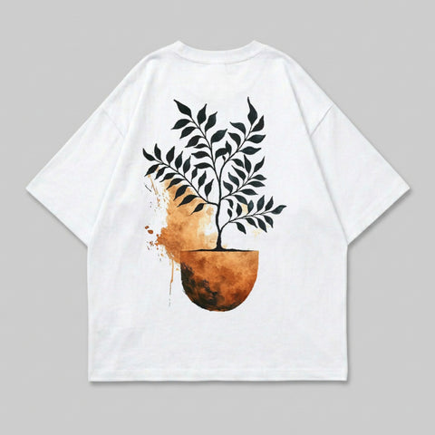 Artistic Botanical Tree Pot Black Leaves Design White product type
tree design, botanical print, nature graphic, watercolor art, abstract plant, pot tree image, black leaves, earth tones, artistic design, minimalist plant, graphic tee, white shirt, unique design, outdoor theme, trendy print, modern art, plant lover, garden style, simple design, back print
