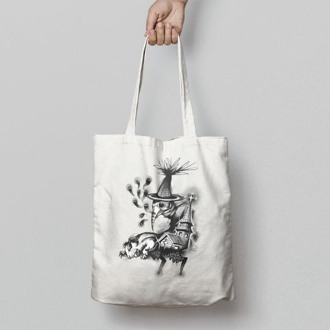 Whimsical Witch Illustration Eco-Friendly Tote Bag