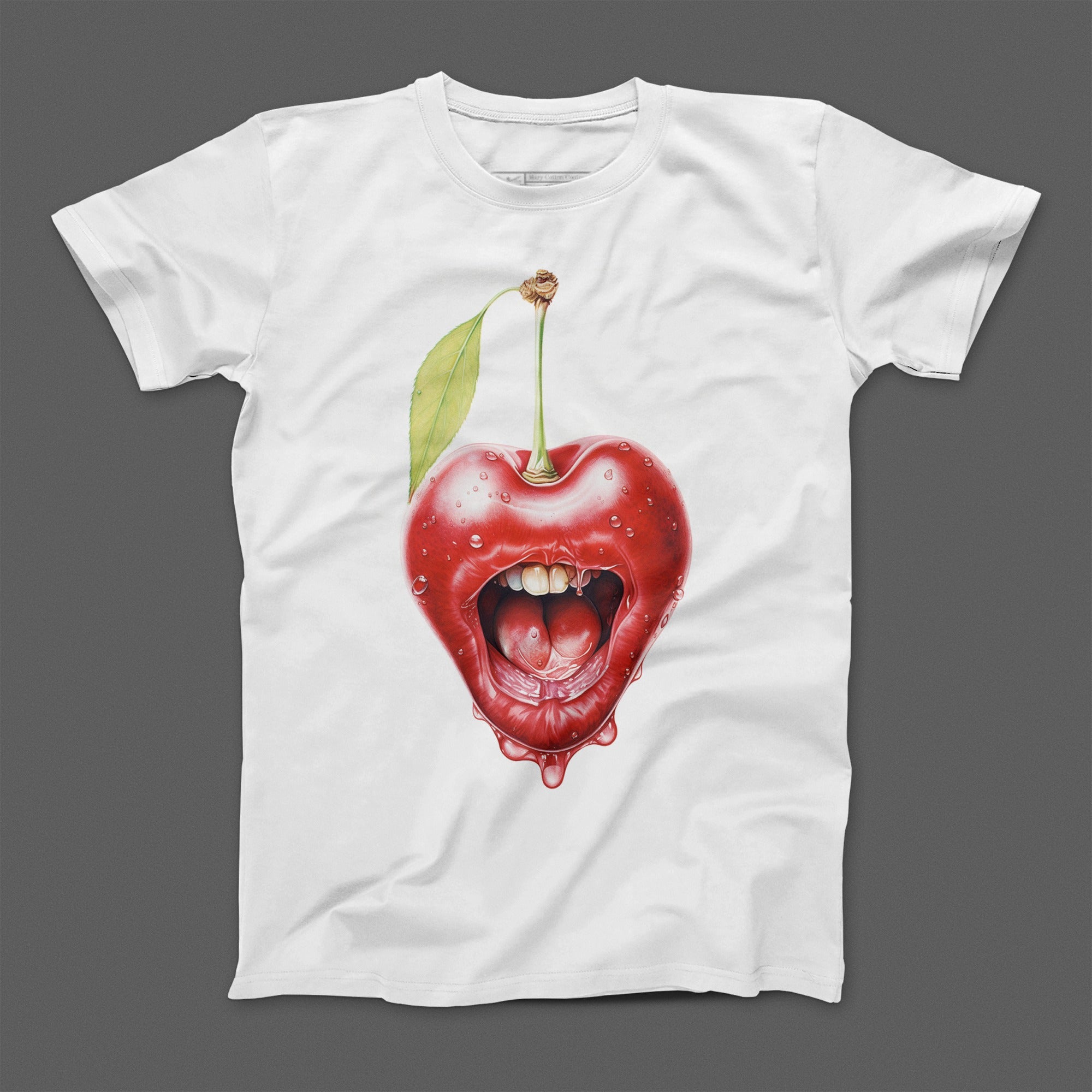 Cherry Mouth Graphic T-Shirt with Unique Art Design