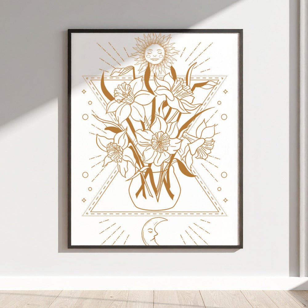 Sun and Moon Daffodils Art Print Wall Decoration