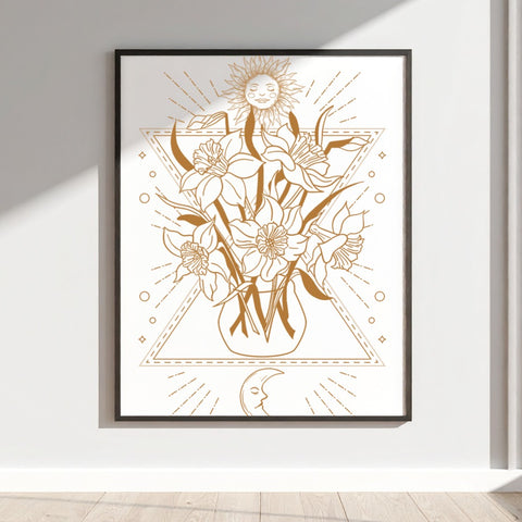 Sun and Moon Daffodils Art Print Wall Decoration