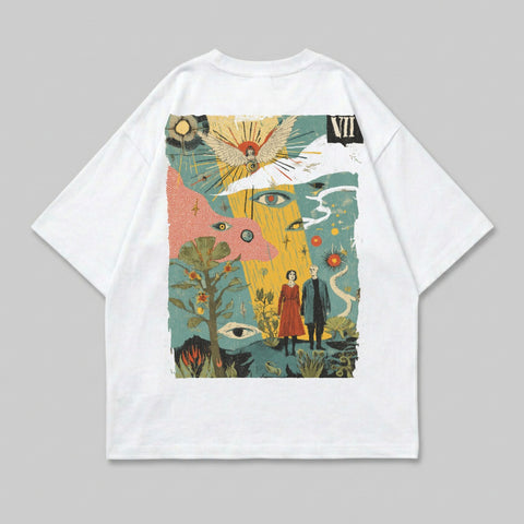 Mystical Dreamscape Couple Angel Eyes Artwork VII T-Shirt
Surreal Art, Mystical Design, Dreamscape Print, Fantasy Scene, Angel Wings, All Seeing Eyes, Couple Graphic, Artistic Apparel, Unique T-Shirt, Vintage Aesthetic, Graphic Tee, White T-Shirt, Spiritual Motif, Symbolic Artwork, Illustration Tee, Nature Elements, Roman Numeral VII, Divine Imagery, Abstract Art, Esoteric Design