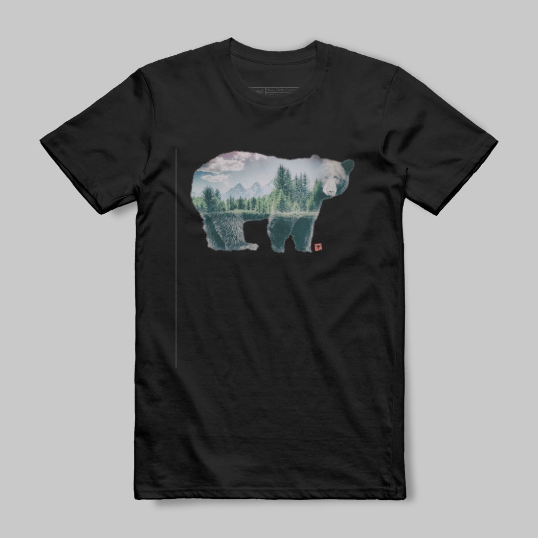 Scenic Bear and Forest Themed Graphic T-Shirt Product