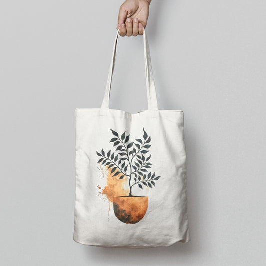 Abstract Plant in Pot Design Shopping Tote Bag
