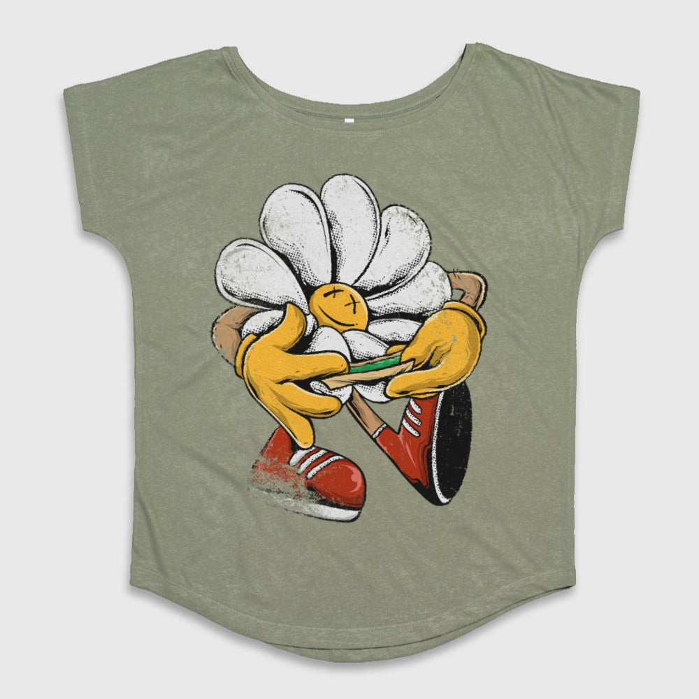 Playful Cartoon Flower with Sneakers T-shirt