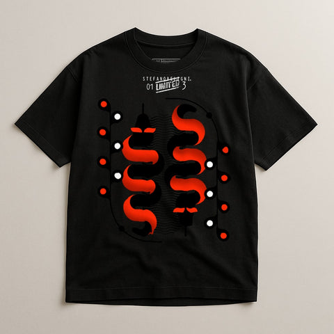 Unique Black T-Shirt with Red Snake Design Shirt