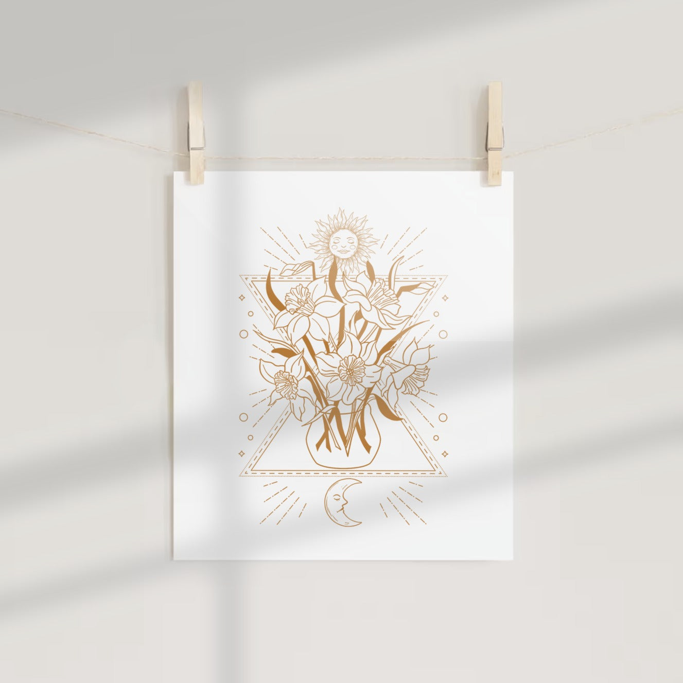 Sun and Moon Floral Starburst Wall Art Print