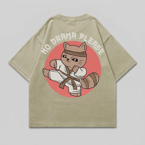 NO DRAMA PLEASE Funny Cat Martial Arts Kick product type