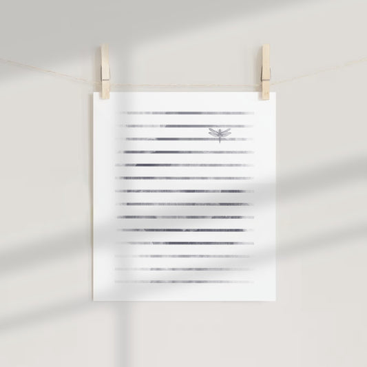 Striped Dragonfly Artwork Print for Modern Decor