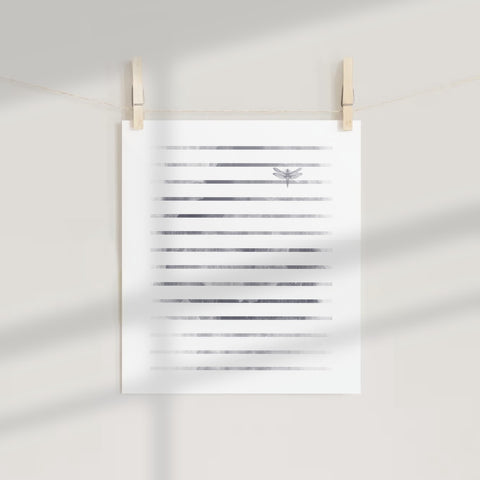 Striped Dragonfly Artwork Print for Modern Decor
