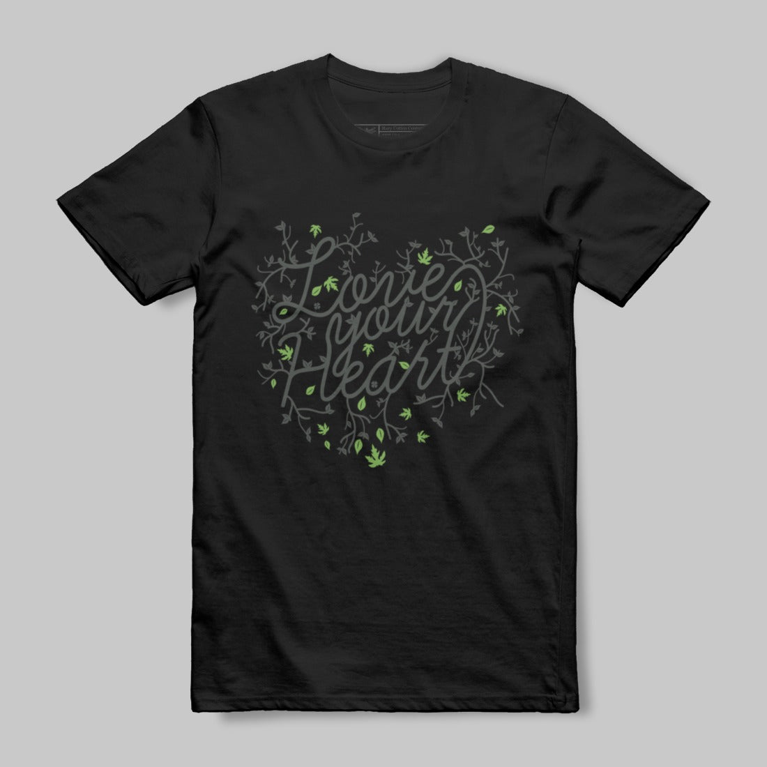 Love Your Heart Graphic Black T-shirt Casual Wear