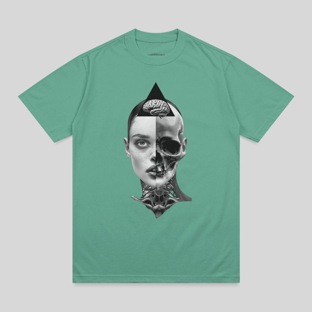 Duality Human Skull Face Brain Triangle Green product type