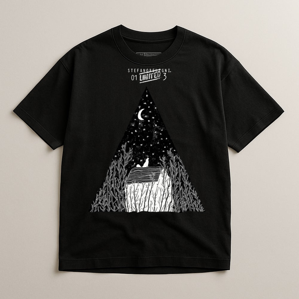 Starry Night Artwork Triangle Graphic T-shirt