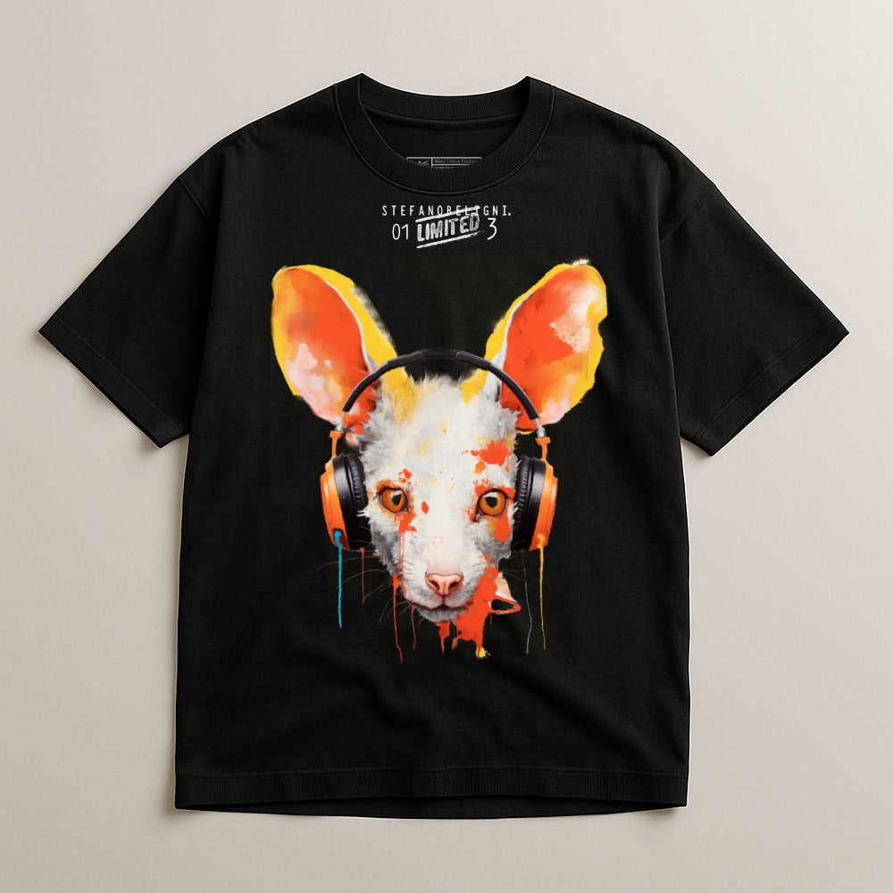 Colorful Artistic Rabbit with Headphones T-Shirt
