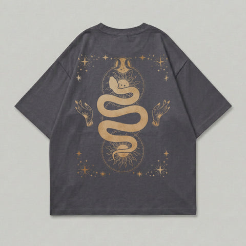 Mystic Snake Celestial Hands Sun Moon Star Dark Gray product type
Snake design
Celestial print
Mystical art
Occult fashion
Sun moon stars
Hands graphic
Dark gray top
Serpent symbol
Astrology theme
Cosmic design
Spiritual shirt
Esoteric apparel
Gothic style
Oversized graphic
Artistic tee
Unique print
Mythological design
Indie aesthetic
Golden print
Back print design